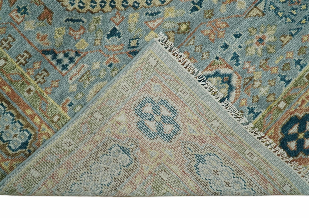 Rust and Blue Mamluk Rug 8x10, 9x12, 10x14 Hand Knotted Antique Style