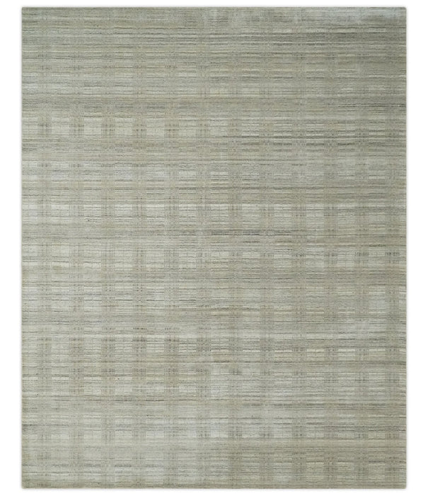 Shaded Beige, Camel and Brown Scandinavian 8x10 Hand Made Blended Wool Flatwoven Area Rug | KE34