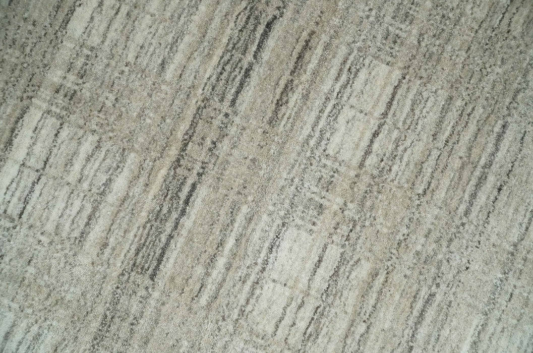 Shaded Beige, Camel and Brown Scandinavian 8x10 Hand Made Blended Wool Flatwoven Area Rug | KE34