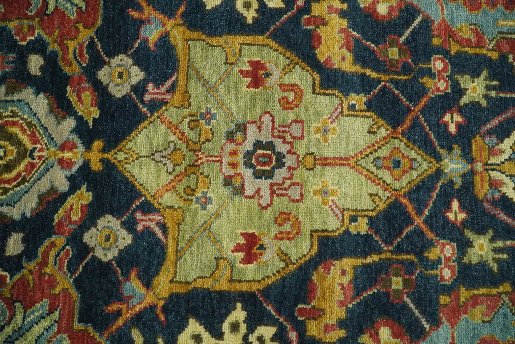 Traditional Blue and Gold Multi Sizes Antique Style Hand knotted Oushak Area Rug