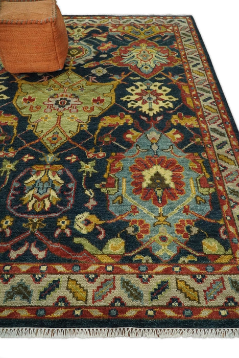 Traditional Blue and Gold Multi Sizes Antique Style Hand knotted Oushak Area Rug