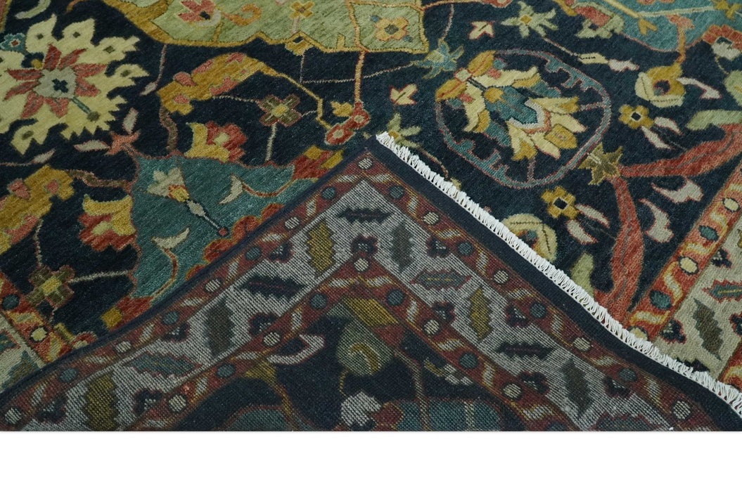 Traditional Blue and Gold Multi Sizes Antique Style Hand knotted Oushak Area Rug