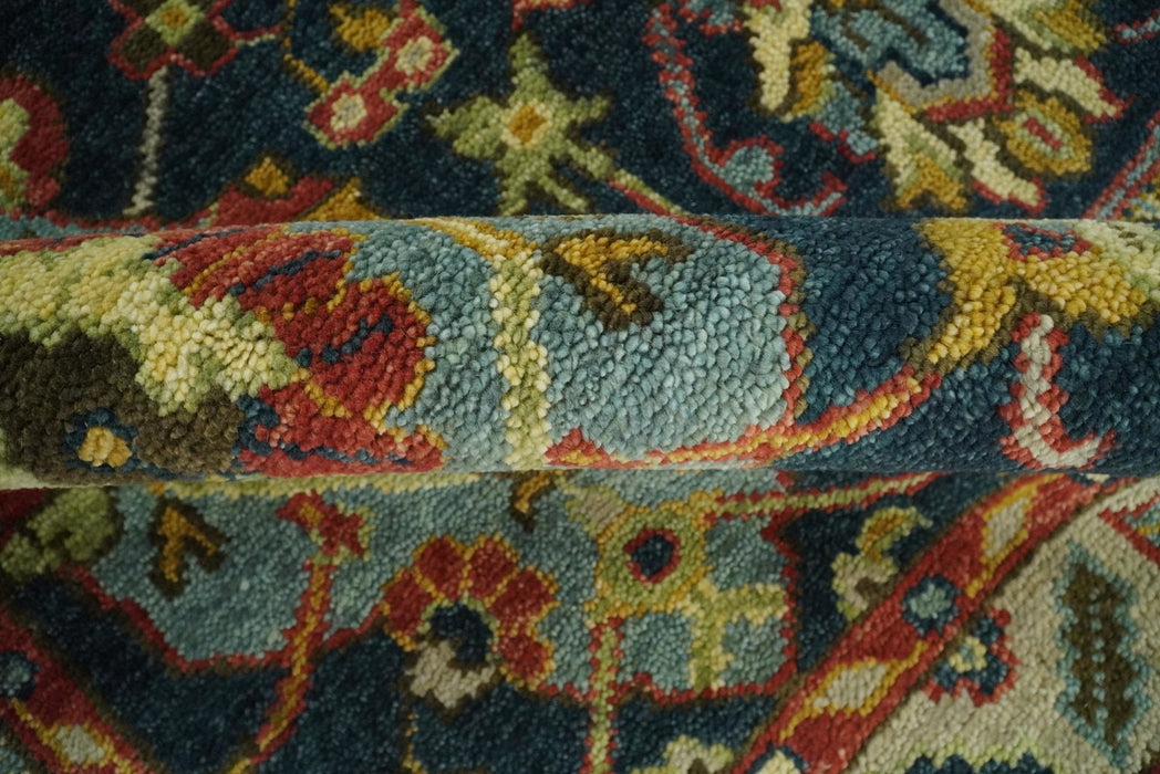 Traditional Blue and Gold Multi Sizes Antique Style Hand knotted Oushak Area Rug