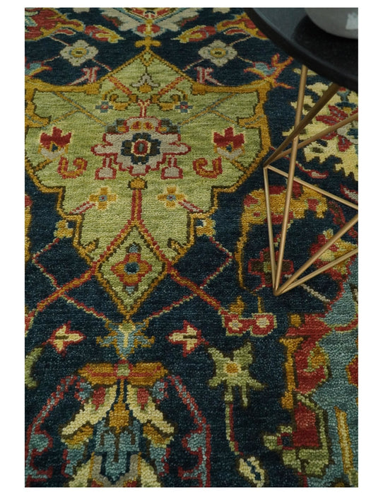 Traditional Blue and Gold Multi Sizes Antique Style Hand knotted Oushak Area Rug