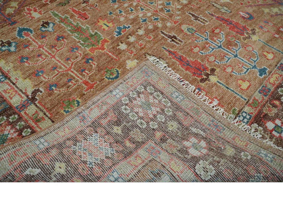 Tree of Life Rust and Brown Hand Knotted 8x10 Traditional Oushak Wool Rug