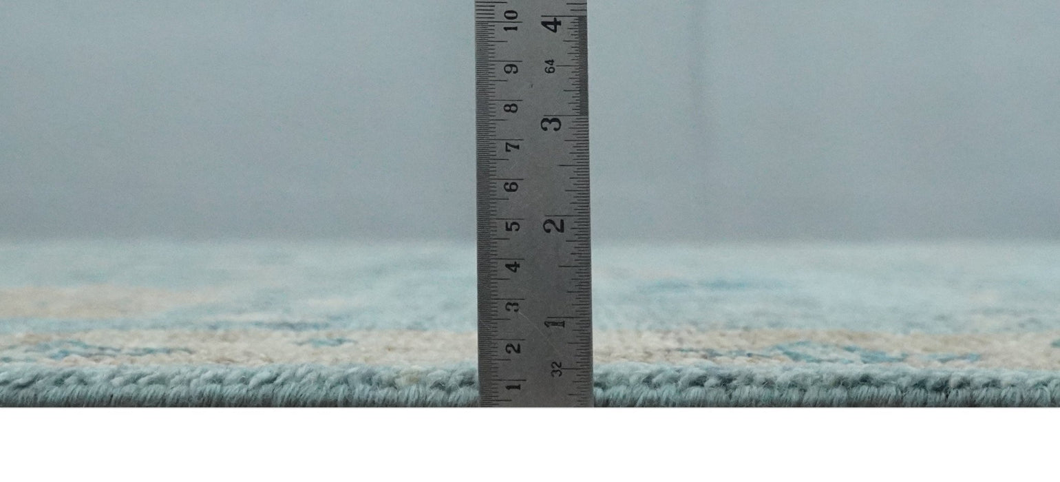 Vintage Style Light Blue and Brown Hand knotted Oushak Multi Size wool Area Rug