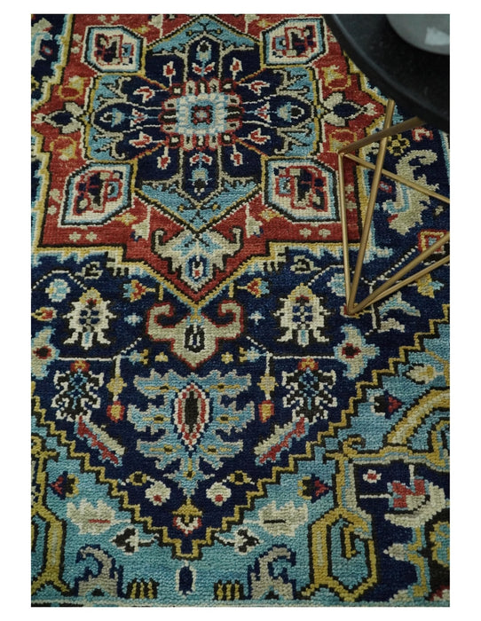 Wool 6x9 Blue and Rust Traditional Persian Antique Area Rug | TRDCP19669