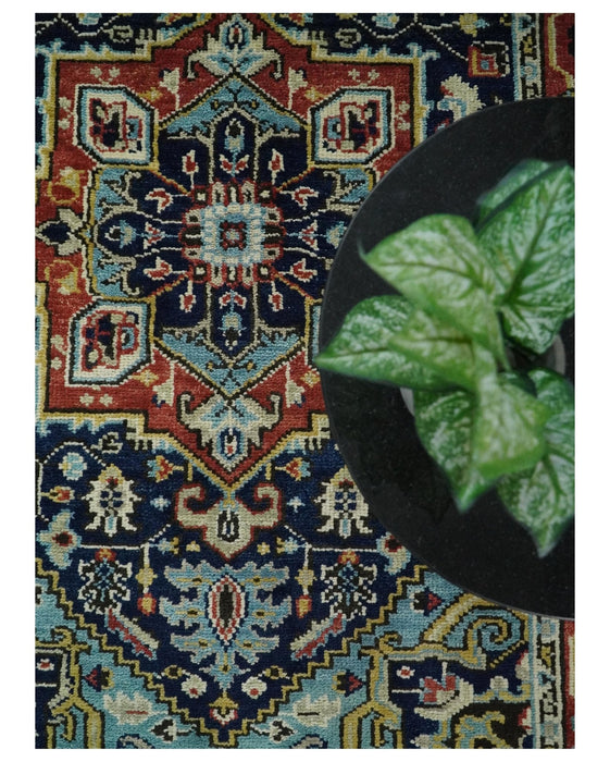 Wool 6x9 Blue and Rust Traditional Persian Antique Area Rug | TRDCP19669