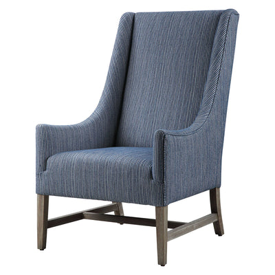 Manor Blue and White Upholstered Dining Chair - chairs - traditional