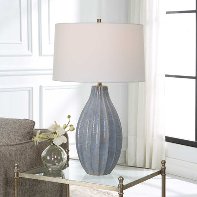White cornflower blue ceramic table lamp - tables - rustic modern