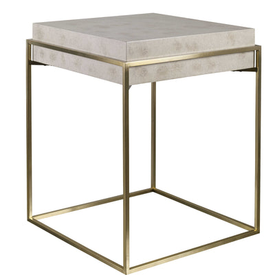 Beige stone and gold square end table - tables - luxury