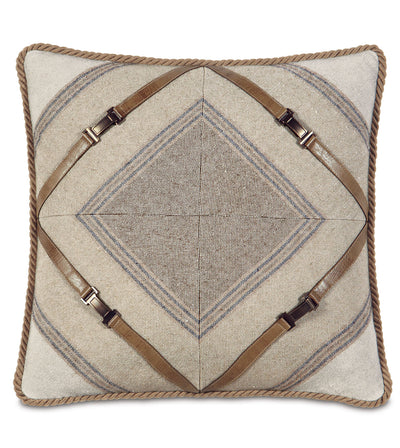 Strapping Brown Beige Leather Throw Pillow - pillows - luxury