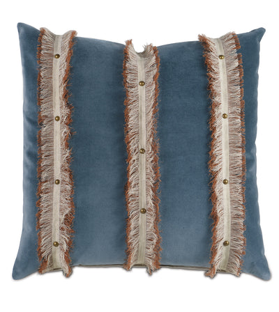 Fringe Blue Decorative Throw Pillow - pillows - luxury