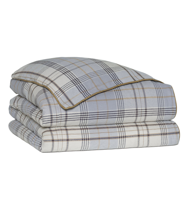 Blue mad about plaid comforter with piping - bedding - luxury