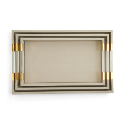 White taupe rectangular trays (set of 3) - decorative objects - luxury