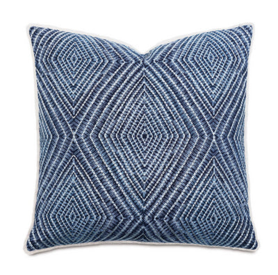 Blue harbour town embroidered pillow - pillows - coastal style