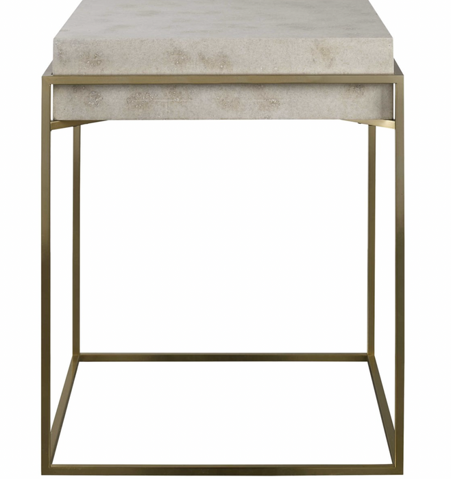 Stone and Gold Square End Table