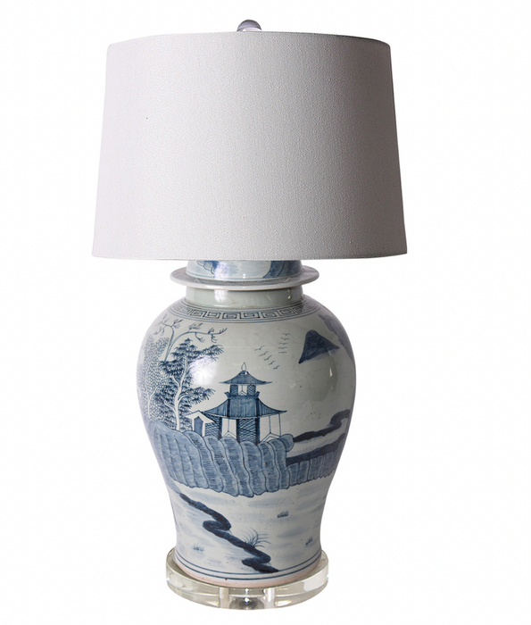 Lamp Of Landscape Temple Jar Acrylic Base