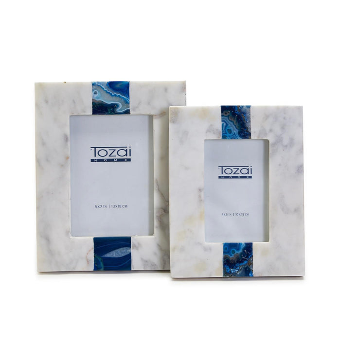Blue and White Marble and Agate Frames 2/pack