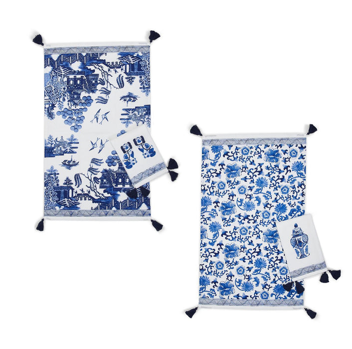 Blue and White Chinoiserie Inspired Dish Towels