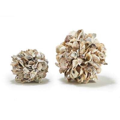 Oyster Shell Beige Decorative Ball Set of 3 - decorative objects - coastal style
