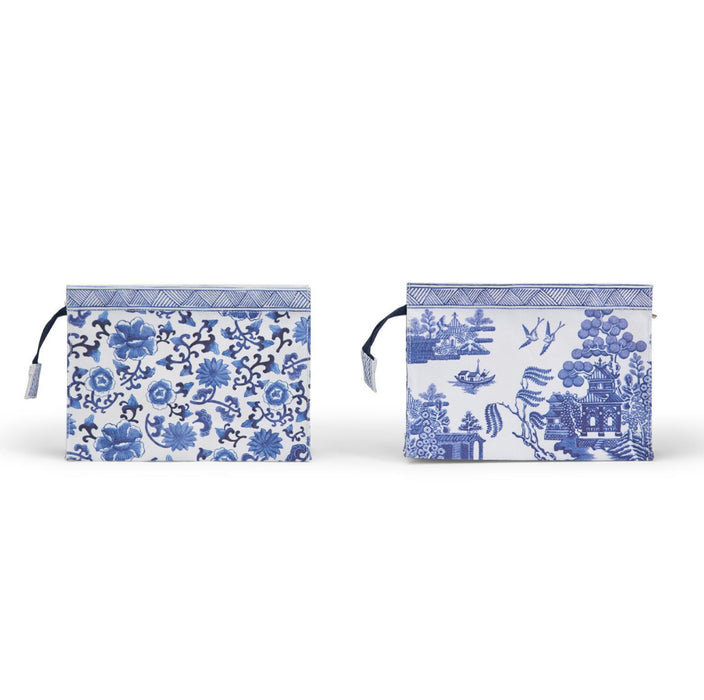 Blue and White Travel Pouch (Pack of 2)