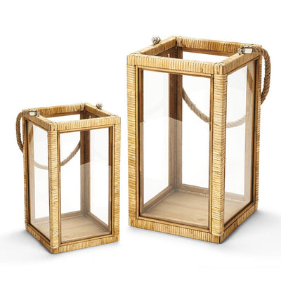 White square woven lanterns set/2 - decorative objects - rustic modern