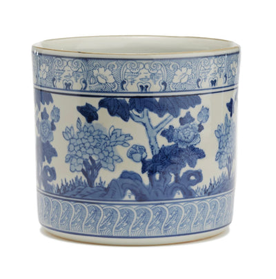 Blue and White Chinoiserie Planter Pot - vases - traditional