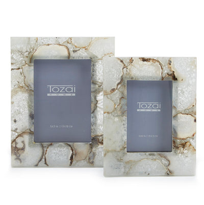 Agate Beige White Stone Frames Set of 2 - picture frames - rustic modern
